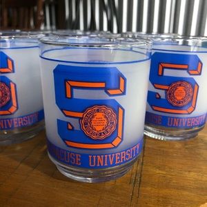 Vintage Collectable Set Of 7 Syracuse University Rocks/Tumbler Cocktail Glasses